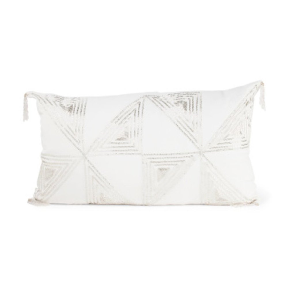 Callisto Home Triangle Beaded Decorative Pillow